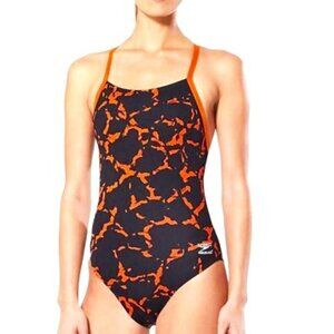 SPEEDO ORANGE FLYBACK RACING CUT PERFORMANCE ENDURANCE  SWIMSUIT SIZE SMALL NWT